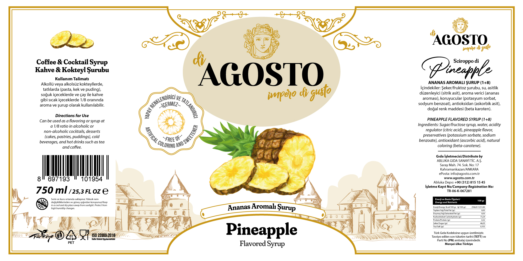 Ananas Aromalı Şurup – 750 ml