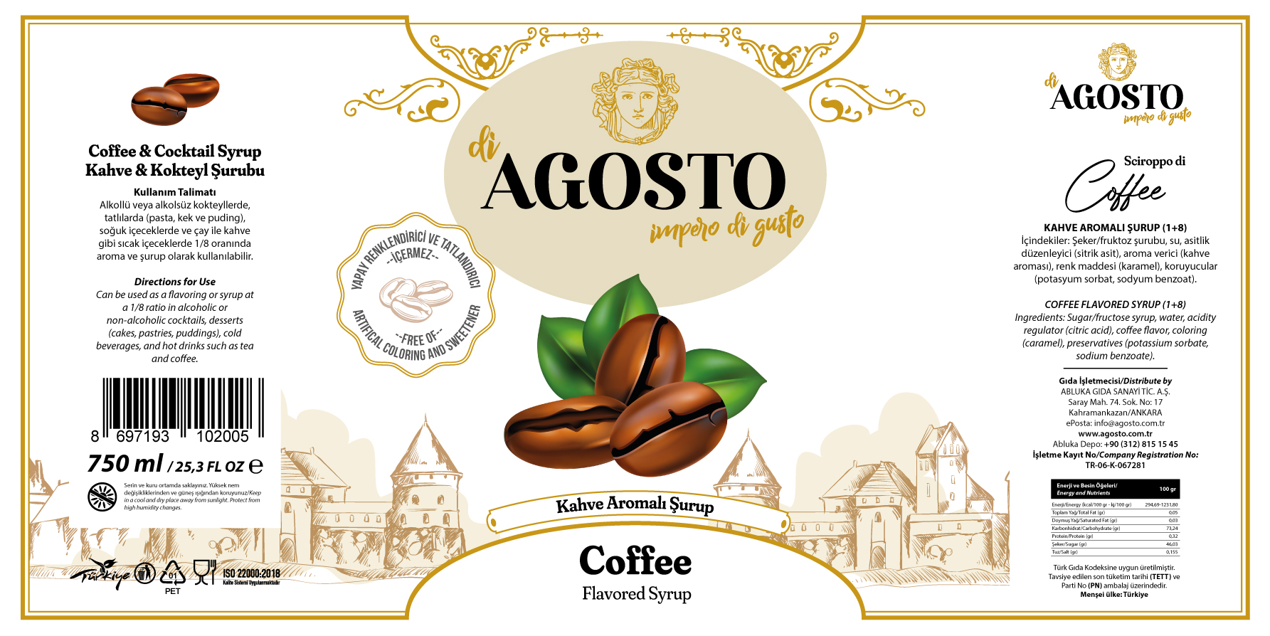 Kahve Aromalı Şurup – 750 ml