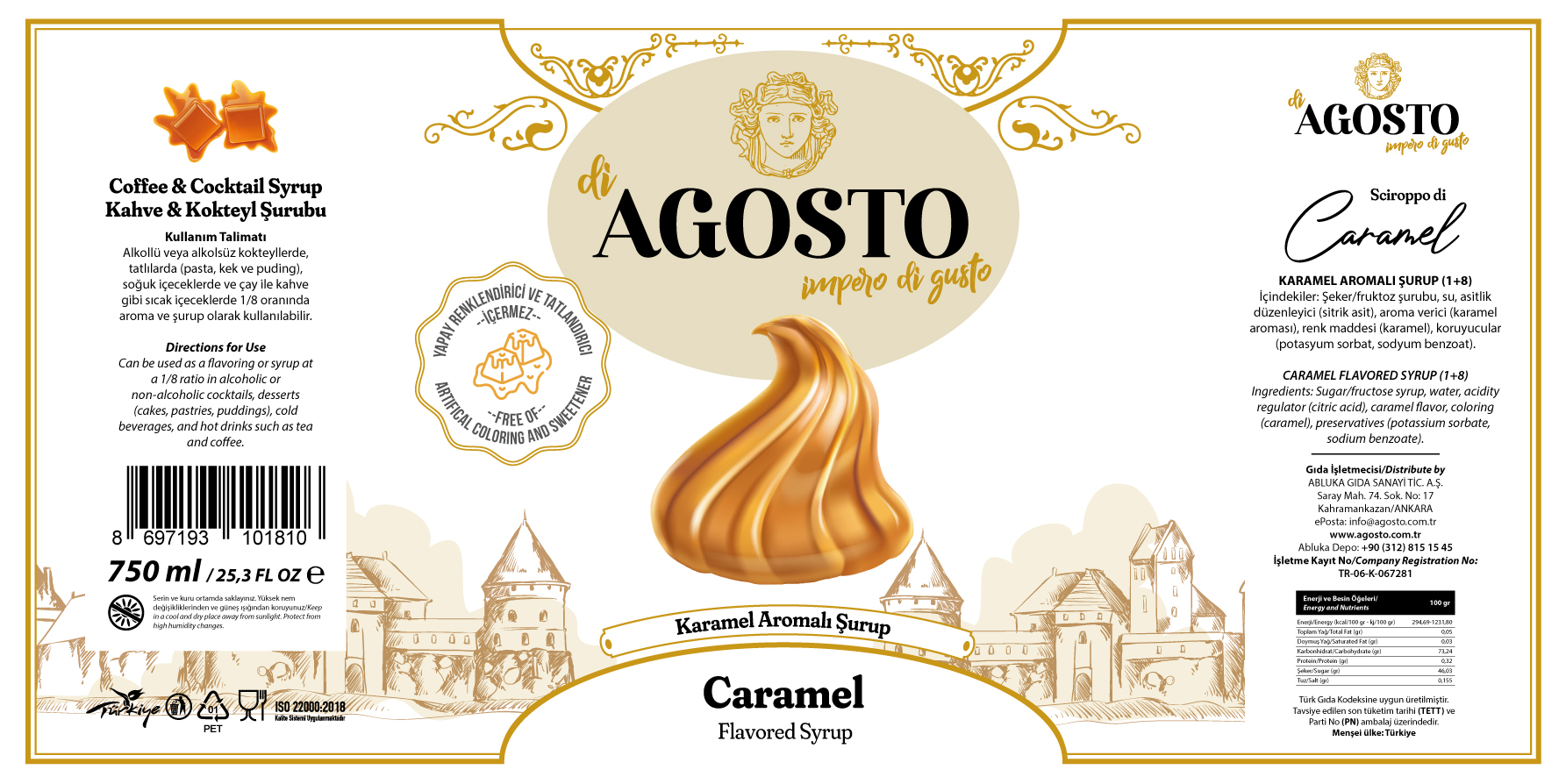 Karamel Aromalı Şurup – 750 ml