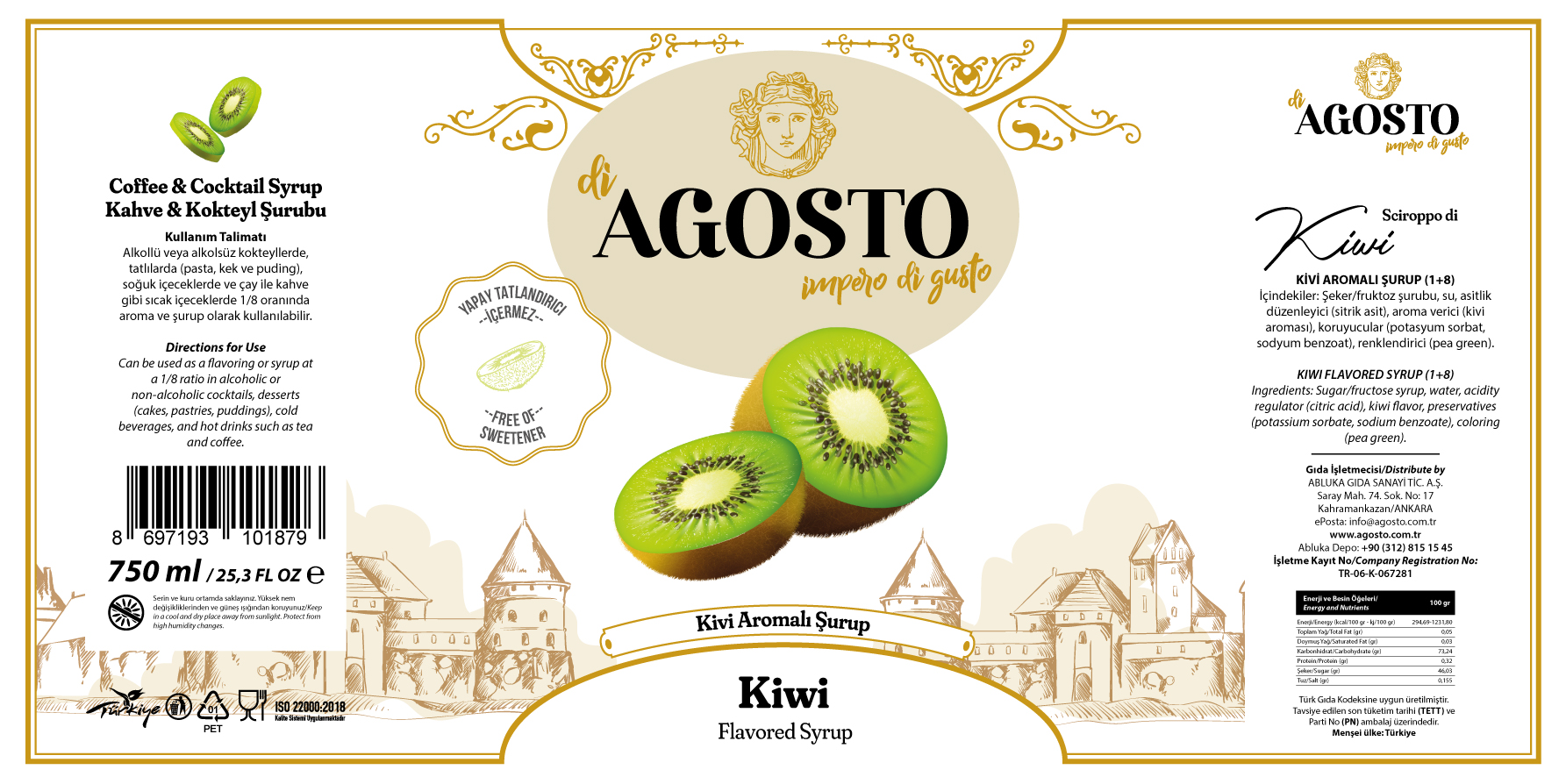 Kivi Aromalı Şurup – 750 ml
