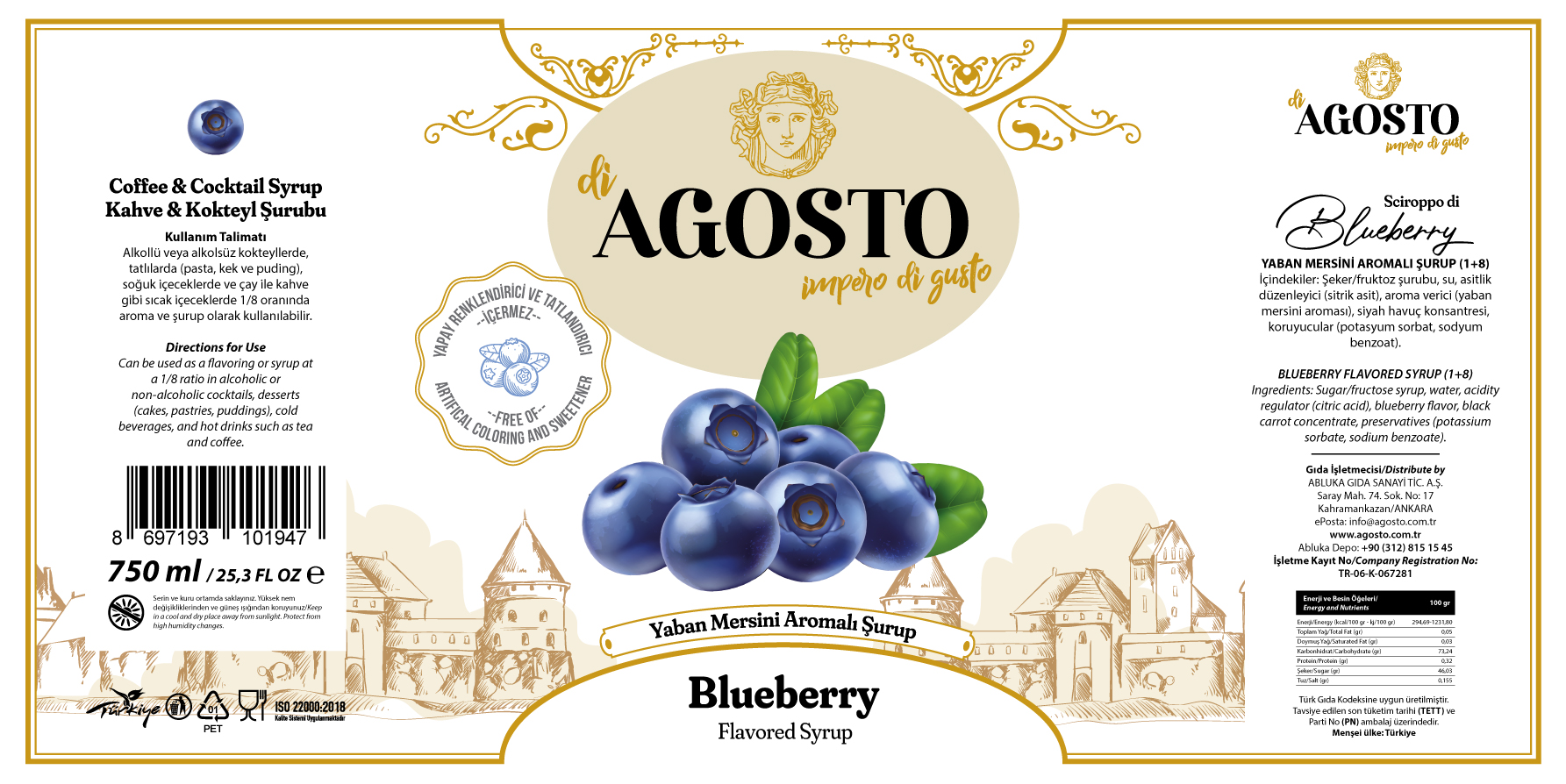 Yaban Mersini Aromalı Şurup – 750 ml