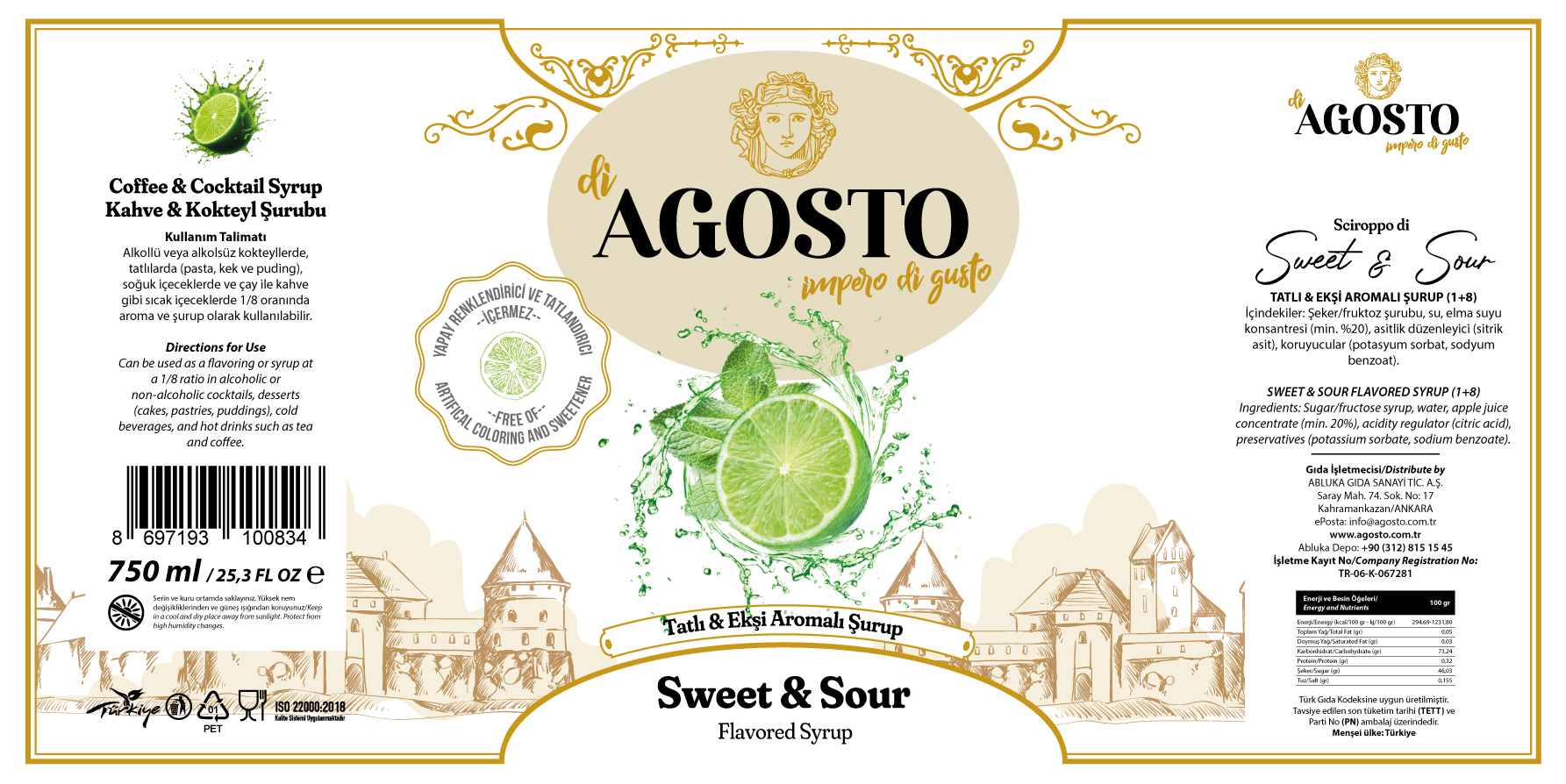 Tatlı & Ekşi Aromalı Şurup – 750 ml