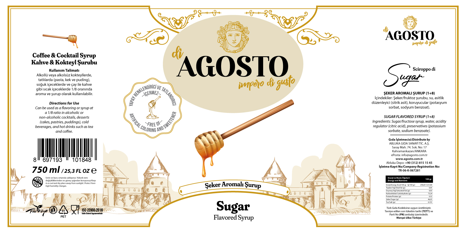 Şeker Aromalı Şurup – 750 ml