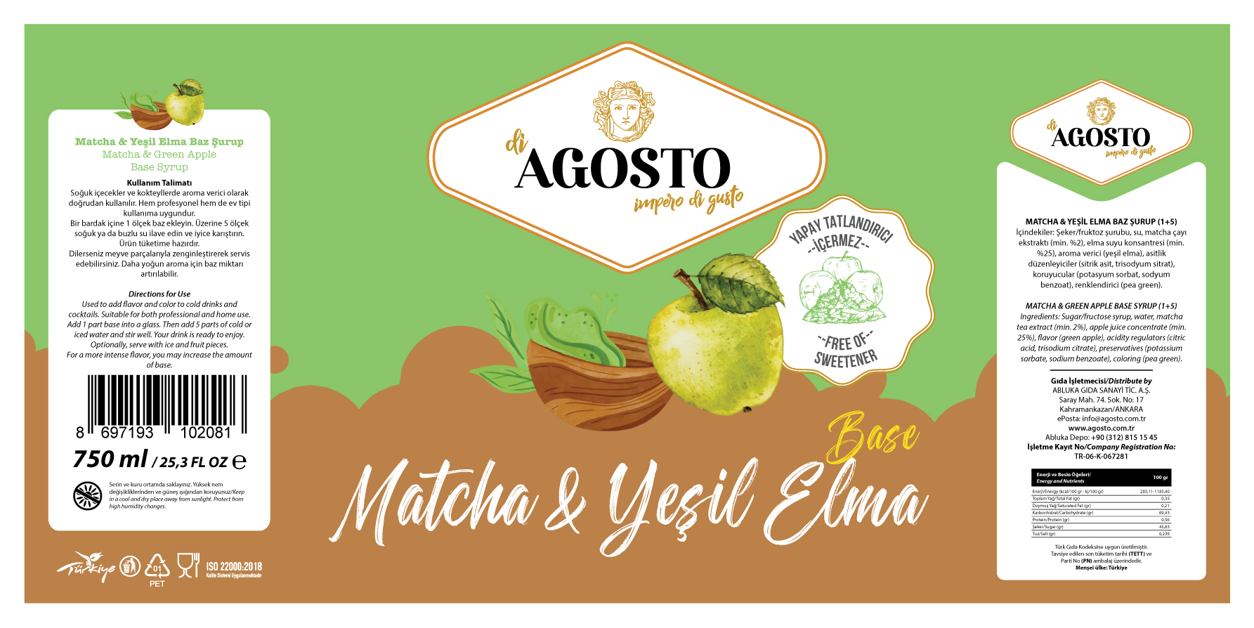 Matcha & Yeşil Elma Baz – 750 ml