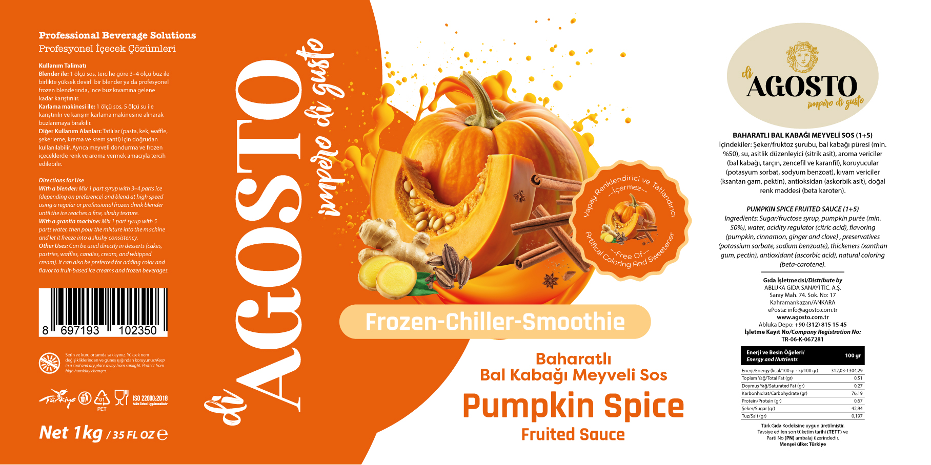 Baharatlı Bal Kabağı Püre – 1 kg